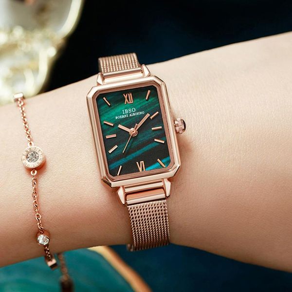 women luxury fashion green gold quartz watches elegant rectangle stainless steel mesh strap ladies wristwatch female clock wristwatches, Slivery;brown
women luxury fashion green gold quartz watches elegant rectangle stainless steel mesh strap ladies wristwatch female clock wristwatches, Slivery;brown