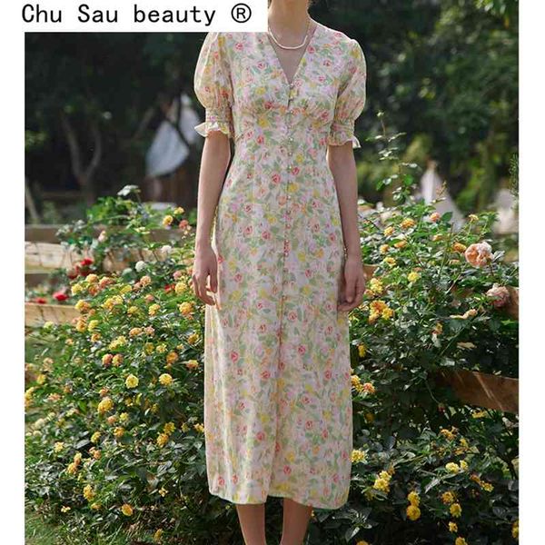 fashion holiday style vintage floral print midi dress women spring sweet chic single-breasted v-neck dresses female 210508, Black;gray
fashion holiday style vintage floral print midi dress women spring sweet chic single-breasted v-neck dresses female 210508, Black;gray