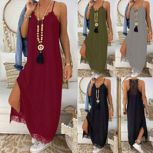 leosoxs fashion casual solid womens dresses lace patch work midi summer spaghetti deep v neck split vestidos, Black;gray
leosoxs fashion casual solid womens dresses lace patch work midi summer spaghetti deep v neck split vestidos, Black;gray