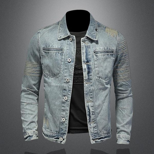 men's jackets 2021 coat solid color embroidered lapel slim vintage denim jacket casual outerwear & coats, Black;brown
men's jackets 2021 coat solid color embroidered lapel slim vintage denim jacket casual outerwear & coats, Black;brown