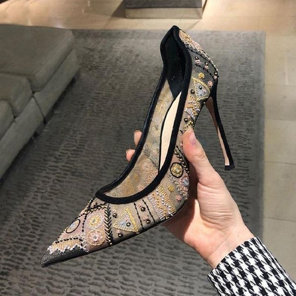 luxury embroidery pumps women high heels shoes leather brand designer slip on ladies pointed toe party sandals, Black
luxury embroidery pumps women high heels shoes leather brand designer slip on ladies pointed toe party sandals, Black