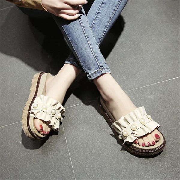 women summer outside slippers female elegant pearl open toe non-slip shoes ladies sweet comfort thick bottom slides, Black
women summer outside slippers female elegant pearl open toe non-slip shoes ladies sweet comfort thick bottom slides, Black