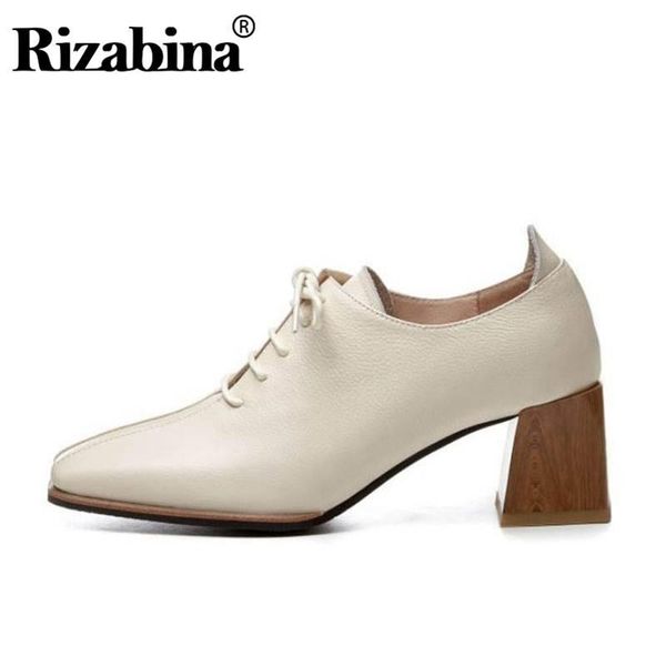 dress shoes rizabina women pumps spring fashion genuine leather square toe vintage high heels casual party footwear size 32-43, Black
dress shoes rizabina women pumps spring fashion genuine leather square toe vintage high heels casual party footwear size 32-43, Black