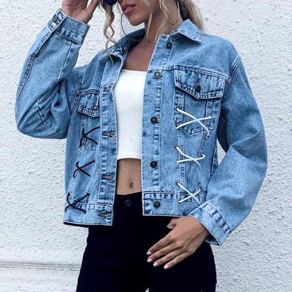 women retro denim jackets chic crop coat turn-down collar casual short 2021 autumn cool girl outwear women's, Black;brown
women retro denim jackets chic crop coat turn-down collar casual short 2021 autumn cool girl outwear women's, Black;brown