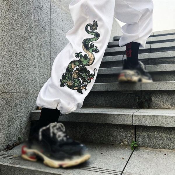 women's pants & capris vintage summer wide leg chinese style dragon embroidery trousers men women cool harajuku, Black;white
women's pants & capris vintage summer wide leg chinese style dragon embroidery trousers men women cool harajuku, Black;white