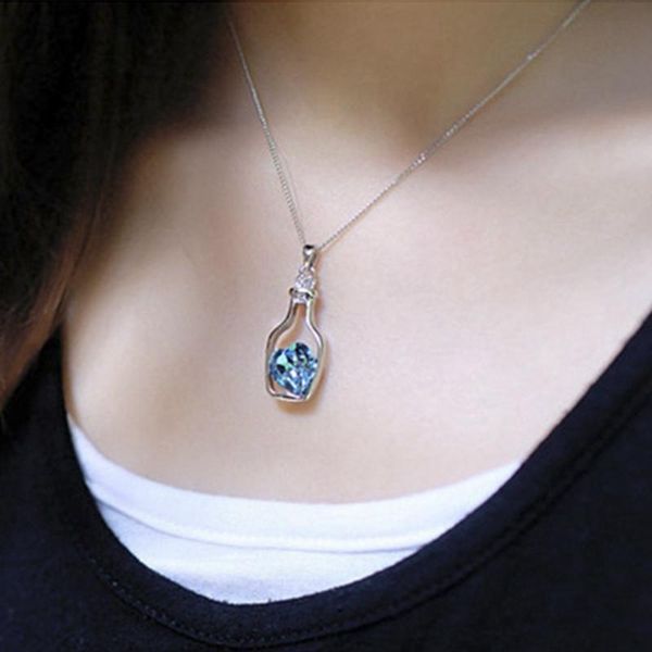 pendant necklaces drifting bottle necklace women heart shape crystal jewelry lovers choker gifts girlfriends birthday chain, Silver
pendant necklaces drifting bottle necklace women heart shape crystal jewelry lovers choker gifts girlfriends birthday chain, Silver
