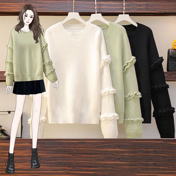 women's sweaters green black knitted sweet plus large size oversize korean style fashion pullovers for autumn clothing ladies, White;black
women's sweaters green black knitted sweet plus large size oversize korean style fashion pullovers for autumn clothing ladies, White;black