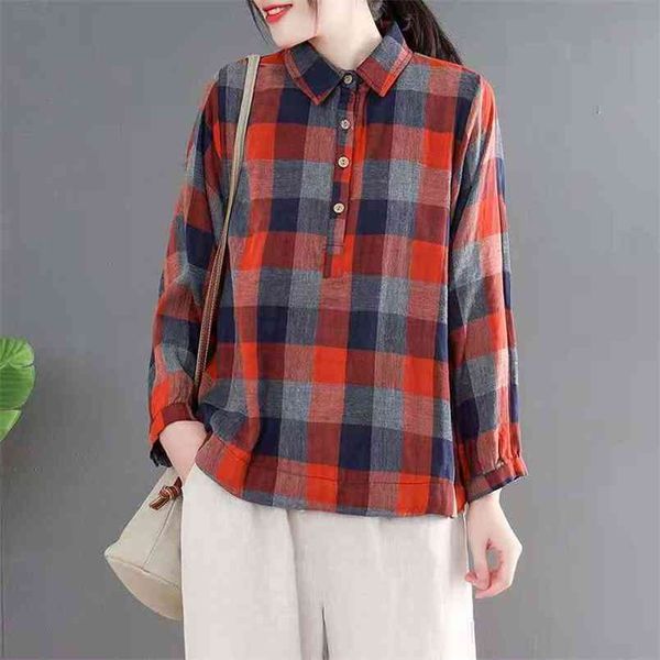 arrival summer women loose long sleeve turn-down collar blouse single breasted plaid cotton linen casual shirts w330 210512, White
arrival summer women loose long sleeve turn-down collar blouse single breasted plaid cotton linen casual shirts w330 210512, White