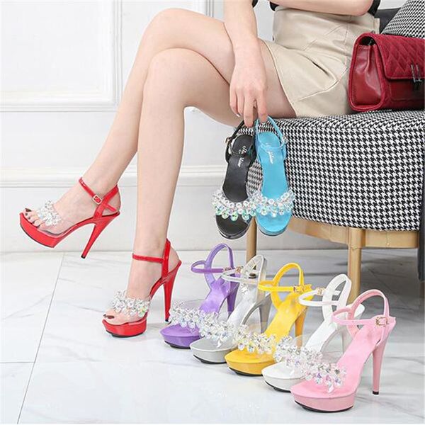 dress shoes nightclub model stilettos summer fashion 15cm high heels sandals transparent crystal platform peep toe jelly, Black
dress shoes nightclub model stilettos summer fashion 15cm high heels sandals transparent crystal platform peep toe jelly, Black