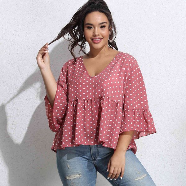 women's plus size hy363018 spring and autumn large short sleeve dot t-shirt loose casual solid color v-ne top
women's plus size hy363018 spring and autumn large short sleeve dot t-shirt loose casual solid color v-ne top