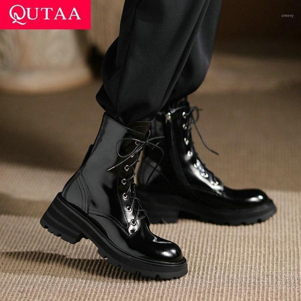 boots qutaa 2022 cow leather elegant winter ankle round toe lace up zipper short square med heel women shoes size 34-391, Black
boots qutaa 2022 cow leather elegant winter ankle round toe lace up zipper short square med heel women shoes size 34-391, Black