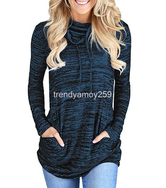 women's t-shirt autumn winter sportswear women's loose pocket pile neck long sleeve, White
women's t-shirt autumn winter sportswear women's loose pocket pile neck long sleeve, White