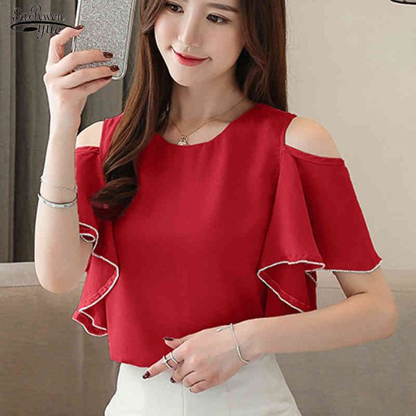fashion clothing casual white and blouse women short sleeve off shoulder chiffon blusas mujer de moda 8638 50 210508 
fashion clothing casual white and blouse women short sleeve off shoulder chiffon blusas mujer de moda 8638 50 210508