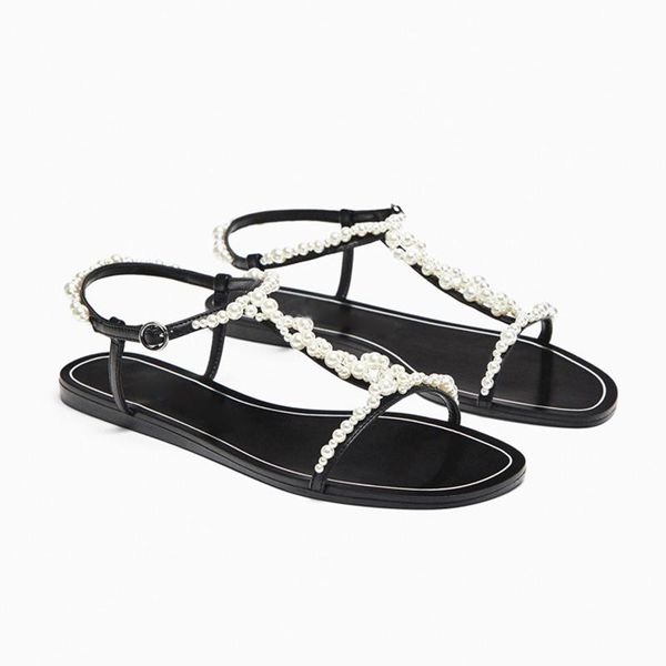 chic ladies glossy pearl straps sandals summer t-strap flats vacation shoes open toe female sandalias, Black
chic ladies glossy pearl straps sandals summer t-strap flats vacation shoes open toe female sandalias, Black