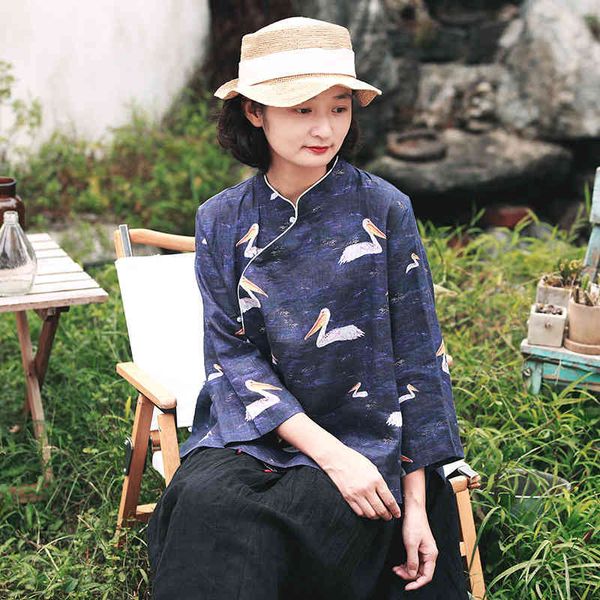 johnature autumn retro print stand fashion shirt cotton linen comfortable all-match women nine quarter sleeve shirts 210521, White
johnature autumn retro print stand fashion shirt cotton linen comfortable all-match women nine quarter sleeve shirts 210521, White