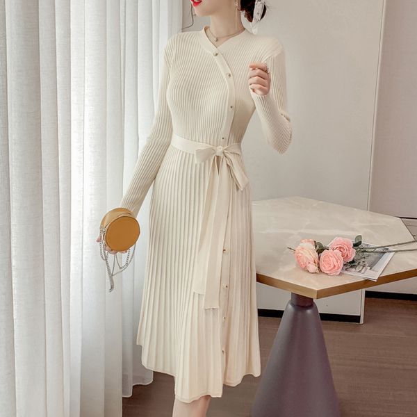 autumn mesh sweater korean women's long sleeve stylish robe solid line christmas dress with belt, Black;gray
autumn mesh sweater korean women's long sleeve stylish robe solid line christmas dress with belt, Black;gray