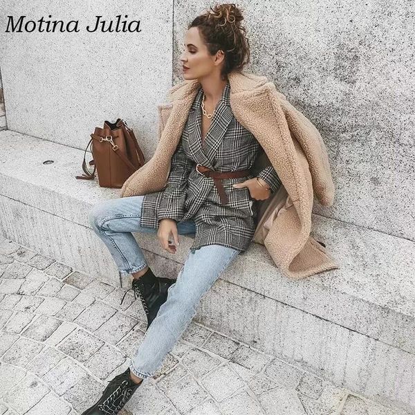 motina julia trendy autumn winter plaid blazer coat women breasted outerwear jacket women's suits & blazers, White;black
motina julia trendy autumn winter plaid blazer coat women breasted outerwear jacket women's suits & blazers, White;black