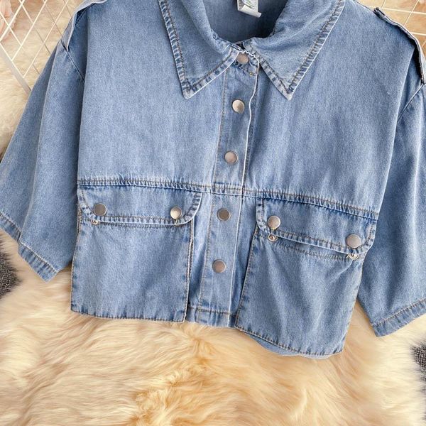 women's tracksuits age-reducing denim suit summer dress retro big pocket short jacket self-cultivation wild wide-leg shorts kk018, Gray
women's tracksuits age-reducing denim suit summer dress retro big pocket short jacket self-cultivation wild wide-leg shorts kk018, Gray