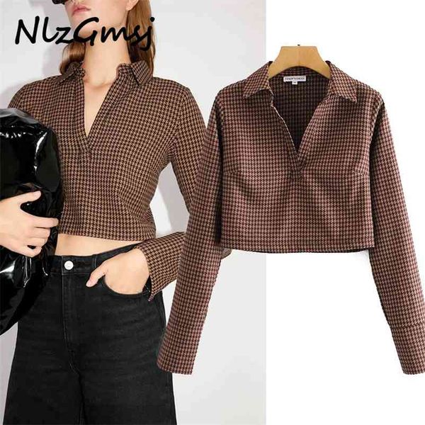 blouse women fashion houndstooth print short shirt turn-down collar long sleeve blouses female chic shirts blusas 210628, White
blouse women fashion houndstooth print short shirt turn-down collar long sleeve blouses female chic shirts blusas 210628, White