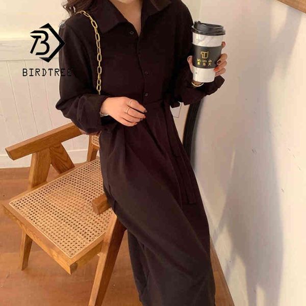 spring vintage solid turn-down collar long dress lady loose casual elegant over-knee dress with sashes women 210419, Black;gray
spring vintage solid turn-down collar long dress lady loose casual elegant over-knee dress with sashes women 210419, Black;gray
