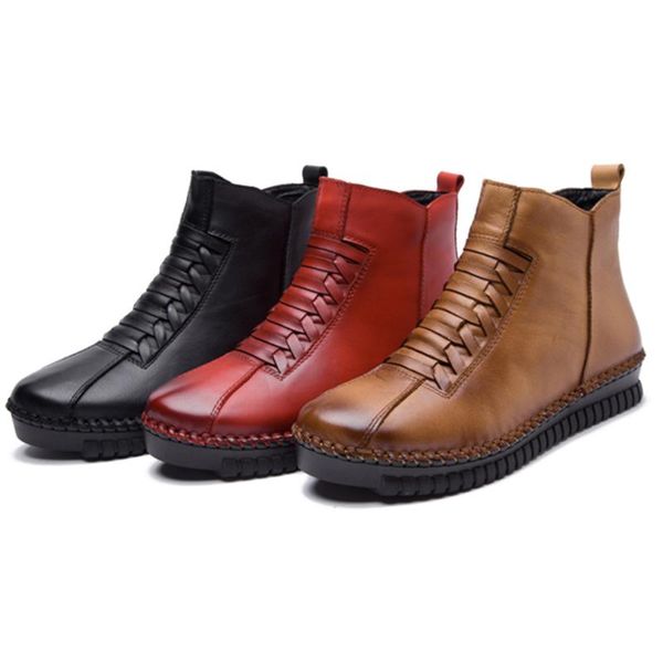 boots handmade autumn/winter women genuine leather shoes woman ankle solid zip casual snow botas mujer female, Black
boots handmade autumn/winter women genuine leather shoes woman ankle solid zip casual snow botas mujer female, Black