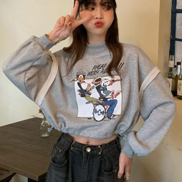 women's hoodies & sweatshirts autumn winter college style cartoon letter printing short thick sweatshirt long sleeve half high collar p, Black
women's hoodies & sweatshirts autumn winter college style cartoon letter printing short thick sweatshirt long sleeve half high collar p, Black