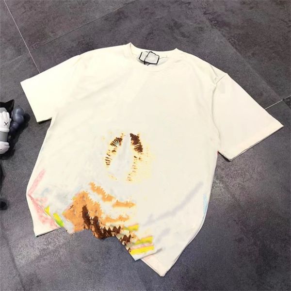 2022 limited new rainbow big head men's and women's lovers' t-shirt heavy industry spray painting age reducing short sleeve, White
2022 limited new rainbow big head men's and women's lovers' t-shirt heavy industry spray painting age reducing short sleeve, White