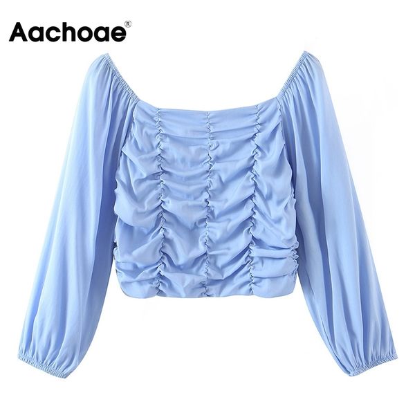 women elegant cropped blouses solid color long sleeve casual shirt female square collar chic blusas mujer 210413, White
women elegant cropped blouses solid color long sleeve casual shirt female square collar chic blusas mujer 210413, White