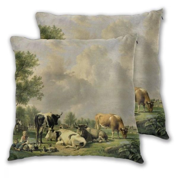 pillow case decorative pillowcase meadow with animals painting throw square polyester cover for home office
pillow case decorative pillowcase meadow with animals painting throw square polyester cover for home office