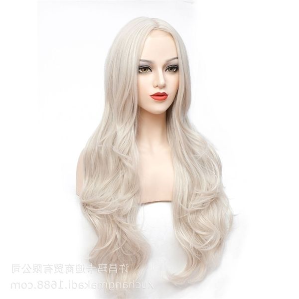 women's milky white wig long curly hair scalp chemical fiber headcover small area lace wig, Black
women's milky white wig long curly hair scalp chemical fiber headcover small area lace wig, Black