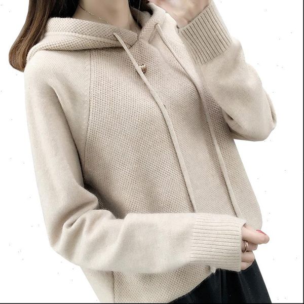 hooded autumn sueter mujer invierno women sweater loose all match solid bottoming knitwear pull femme, White;black
hooded autumn sueter mujer invierno women sweater loose all match solid bottoming knitwear pull femme, White;black