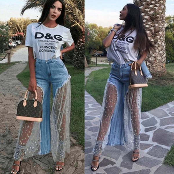women fashion side lace jeans hollow out denim woman pencil pants patchwork trousers for women's, Blue
women fashion side lace jeans hollow out denim woman pencil pants patchwork trousers for women's, Blue