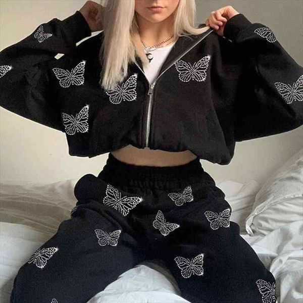 y2k butterfly print womens tracksuits 90s streetwear rhinestone fashion oversized zippper hoodies sweatpants set 2 piece female, White
y2k butterfly print womens tracksuits 90s streetwear rhinestone fashion oversized zippper hoodies sweatpants set 2 piece female, White