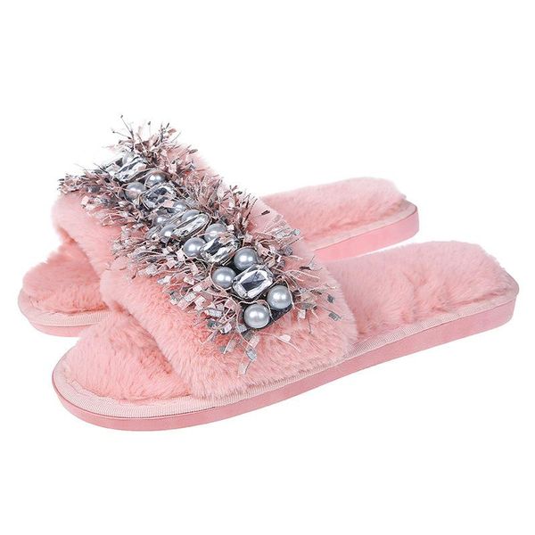 crystal decoration women slippers furry slip on flats female comfortably home slipper winter soft house for, Black
crystal decoration women slippers furry slip on flats female comfortably home slipper winter soft house for, Black