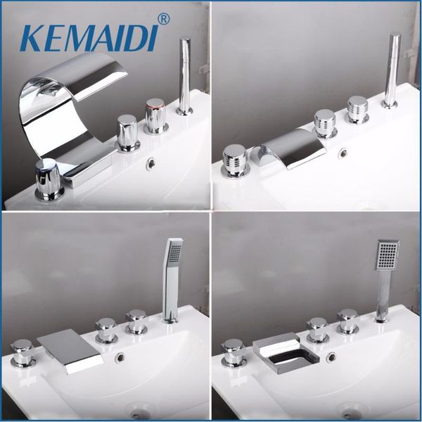 deck mount widespread 5pcs bathtub faucet waterfall 3 handles mixer tap with hand spray polished chrome finish bathroom shower sets
deck mount widespread 5pcs bathtub faucet waterfall 3 handles mixer tap with hand spray polished chrome finish bathroom shower sets