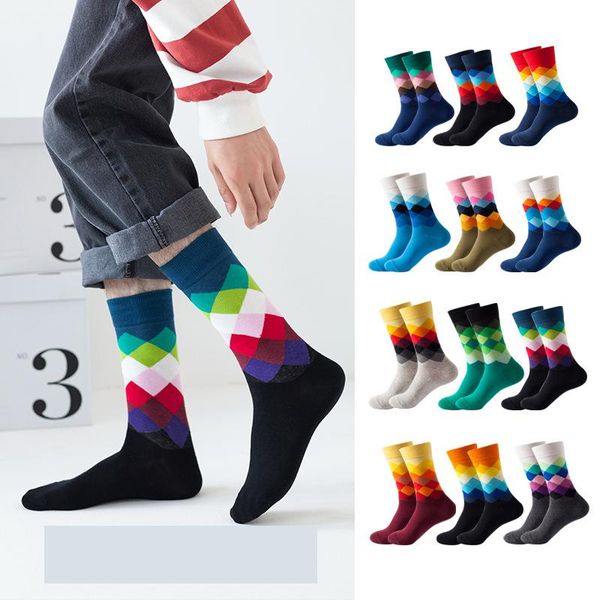 men's socks diamond check gradient cotton fashion trend and women's funny couple colorful novelty sports hip hop, Black
men's socks diamond check gradient cotton fashion trend and women's funny couple colorful novelty sports hip hop, Black
