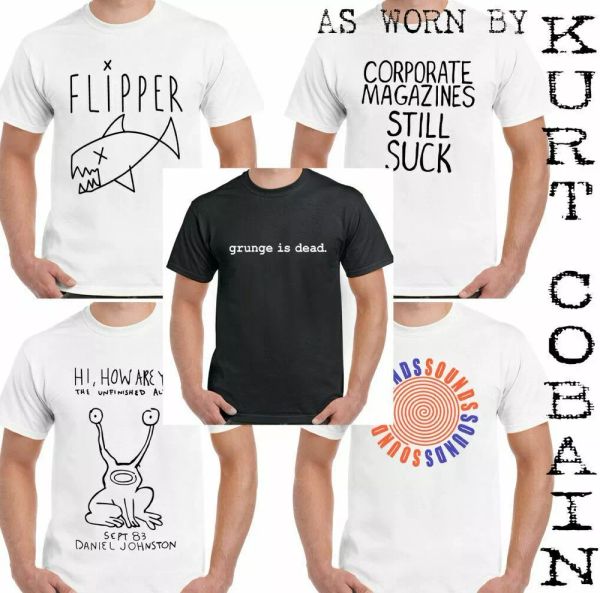 kurt cobain t-shirt as worn by mens collection nirvana dave grohl grunge music, White;black
kurt cobain t-shirt as worn by mens collection nirvana dave grohl grunge music, White;black