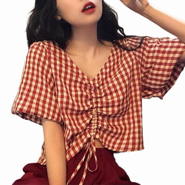 women t-shirt puff sleeve plaid sweet pleated loose blouse for dating women's, White
women t-shirt puff sleeve plaid sweet pleated loose blouse for dating women's, White