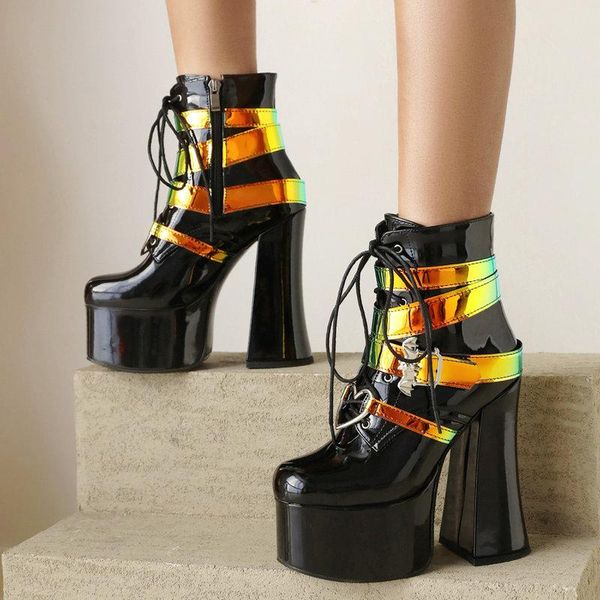 boots patent leather mixed colors women ankle platfrom square high heel motorcycle autumn winter zipper woman's, Black
boots patent leather mixed colors women ankle platfrom square high heel motorcycle autumn winter zipper woman's, Black