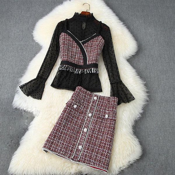 women's tracksuits est fashion 2021 runway flare sleeve tassel beading half skirt three-piece suit wool plaid set, Gray
women's tracksuits est fashion 2021 runway flare sleeve tassel beading half skirt three-piece suit wool plaid set, Gray