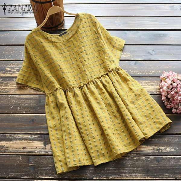 women's blouses & shirts vintage check women pleated 2022 casual high wasit blusas female patchwork tunic short sleeve top, White
women's blouses & shirts vintage check women pleated 2022 casual high wasit blusas female patchwork tunic short sleeve top, White