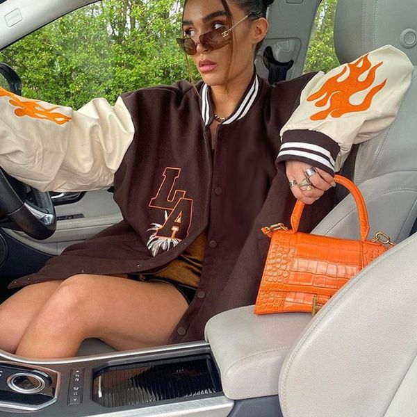 women's jackets winter embroidery casual baseball uniform bomber women oversized long coat and coats streetwear clothes 2021, Black;brown
women's jackets winter embroidery casual baseball uniform bomber women oversized long coat and coats streetwear clothes 2021, Black;brown