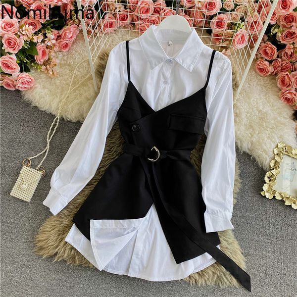 nomikuma spring elegant dress sets irregular belt slim waist sling dresses + long sleeve blouse vestidos korean women suit 6e081 210427, Black;gray
nomikuma spring elegant dress sets irregular belt slim waist sling dresses + long sleeve blouse vestidos korean women suit 6e081 210427, Black;gray
