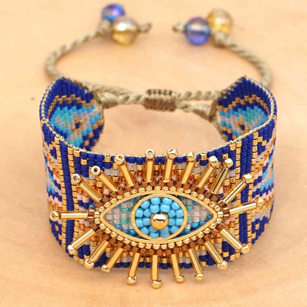 wt-b543 japanese imports miyuki rice hand-woven blue turkish evil eye female boho weaven beads bracelet, Golden;silver
wt-b543 japanese imports miyuki rice hand-woven blue turkish evil eye female boho weaven beads bracelet, Golden;silver