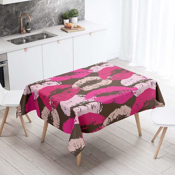 table cloth rectangular tablecloths decorative cover 3d printing lip print pattern dining