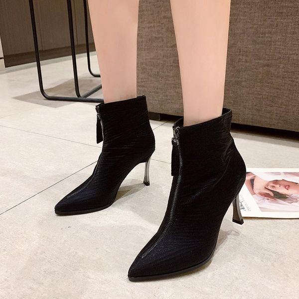 boots heel autumn 2021 high front zipper nude short women's slim tube pointed, Black
boots heel autumn 2021 high front zipper nude short women's slim tube pointed, Black