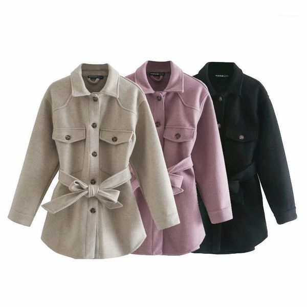 women's wool & blends 2021 autumn winter european american street fashion casual hundred matching belt woolen shirt jacket, Black
women's wool & blends 2021 autumn winter european american street fashion casual hundred matching belt woolen shirt jacket, Black
