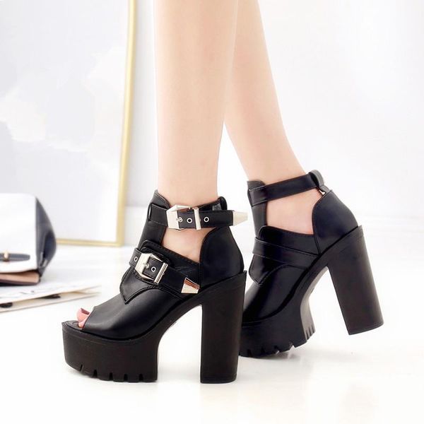 fashion women black pu sandals 5cm platform heels buckle peep toe ladies punk footwear female 2021 summer shoes
fashion women black pu sandals 5cm platform heels buckle peep toe ladies punk footwear female 2021 summer shoes