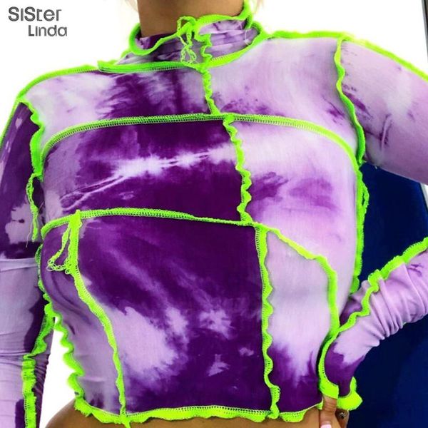 women's t-shirt sisterlinda tie dye patchwork fashion casual women t-shirts fall skinny slim t shirts turtleneck bodycon tees mujer clo, White
women's t-shirt sisterlinda tie dye patchwork fashion casual women t-shirts fall skinny slim t shirts turtleneck bodycon tees mujer clo, White