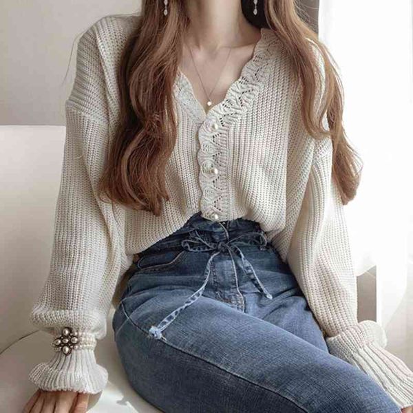 women's sweaters fancy korean fashions vintage autumn leaks pattern pearl-bound cleavage breasted sleeve looses bubble of mesh cardigan, White;black
women's sweaters fancy korean fashions vintage autumn leaks pattern pearl-bound cleavage breasted sleeve looses bubble of mesh cardigan, White;black